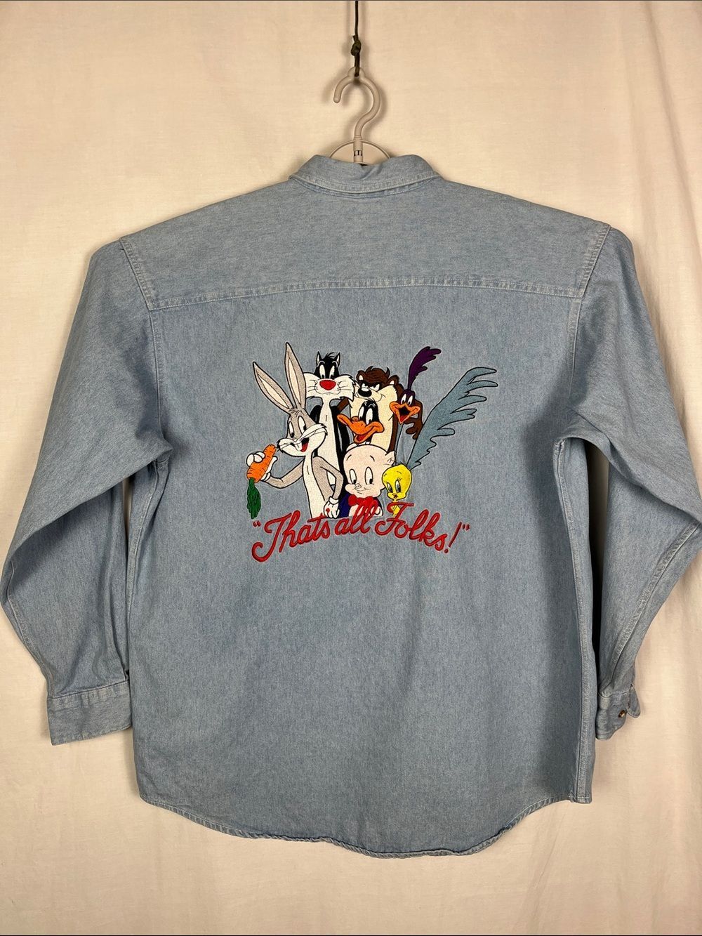 Vintage Acme Clothing Looney Tunes Button Up Embroidered Long Sleeve Shirt